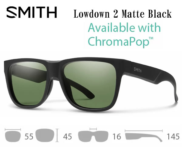 SMITH スミス Lowdown2 ローダウン2 クロマポップ偏光 （フレームカラー：Matte Black