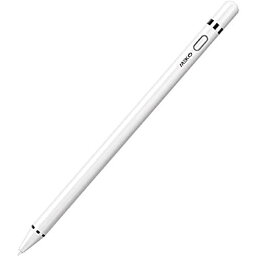 タッチペン MEKO（第2世代）パームリジェクション機能付き デジタルペンシル スタイラスペン iPad専用ペン 5分間自動スリップ 磁気スイッチ機能 1.2mm極細ペン先 高感度 ツムツム 20時連続使用 iPad Air(第3世代)/iPad mini(第5世 ホワイト- iPad専用ペン