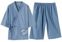 パジャマ レディース メンズ 春夏 半袖&長袖 綿 シンプル 柔らか 肌に優しい ルームウェア 部屋着 上下セット 寝間着 快適 通気 吸汗 メンズ-ブルー(甚平)