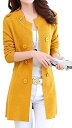 Prevery ニット カーディガン 上品 ロング アウター 長袖 シンプル 羽織り レディース 5色 イエロー