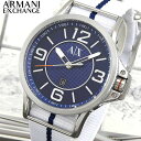 ★送料無料 ARMANI EXCHANGE アルマーニ エクスチェンジ AX1580 海外モデル メンズ 腕時計 ウォッチ ナイロン バンド クオーツ アナログ 白 ホワイト 青 ネイビー