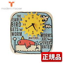 【送料無料】時計 壁掛け 掛け時計 modern moose モダンムース PC033 9806025 ブルー 青 黄色 イエロー 太陽 鳥 ポップ バルトバーチ木材 正規品 ブランド