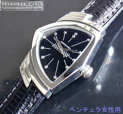HAMILTONハミルトンベンチュラ黒ダイヤルH24211732女性用腕時計/レザーバンド(黒)送料無料 HAMILTON ハミルトン ベンチュラH24211732 レディース 腕時計