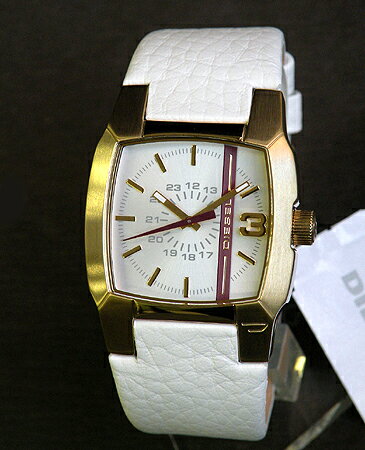ディーゼル 時計 DIESELDZ1298男女兼用サイズ白のレザーバンドに金のケース海外直輸入モデル