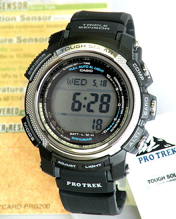 CASIOカシオ【PROTREK】プロトレックPRG-200-1DR気圧・高度・温度・方位を計測するトリプルセンサータフソーラー耐低温仕様実用性に優れた薄型デザインのアウトドアウォッチ