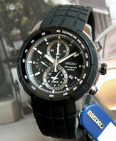 SEIKOセイコー海外直輸入品SNAD85P1メンズラバーベルト(黒)クロノグラフ/10気圧防水日本製ムーブメント搭載メンズ　腕時計