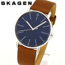 【送料無料】SKAGEN スカーゲン SIGNATUR シグネチャー SKW6355 メンズ 腕時計 北欧 革ベルト レザー シンプル 青 ネイビー 茶 ブラウン 海外モデル 誕生日プレゼント 男性 父の日 ギフト
