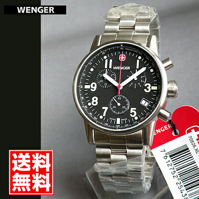 【WENGER】ウェンガーコマンドクロノグラフ70826XL男性用腕時計シルバーメタルバンド