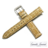 【カミーユフォルネ】クロコダイル時計ベルト(ボンベ・アンチスエット仕様)ベージュ