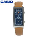 CASIO カシオ STANDARD スタンダード チープカシオ 腕時計 時計 レディース アナログ デュアルタイム スクエア ビジネス カジュアル フォーマル レア レザー 革 防水 ブルー 青 LTP-E151L-2B プレゼント ギフト 1年保証 送料無料