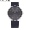 COACH コーチ CHARLES チャールズ腕時計 時計 メンズ クオーツ 2針 レザー ネイビー シルバー グレー 14602150プレゼント ギフト 1年保証 送料無料