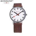 MONDAINE モンディーン Classic クラシック腕時計 時計 メンズ クオーツ サファイア 北欧 スイス 3針 レザー ブラウン シルバー ホワイ..