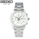 SEIKO セイコー 腕時計 時計 メンズ アナログ クオーツ クロノグラフ スポーティー ビジネス 仕事 就活 防水 ステンレス メタル ブレス ホワイト 白 シルバー 銀 SSB375P プレゼント ギフト 1年保証 送料無料
