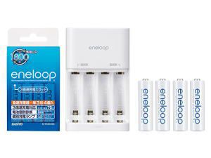 SANYO（サンヨー）エネループ(eneloop)くり返し1800回使える 新エネループ同梱 単3形エネループ4個付2倍速・3倍速対応急速充電器セット N-TGR01BS