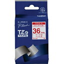 ブラザー TZe-262 ピータッチ ラミネートテープ 赤文字/白 36mm
