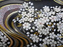 京西陣・金襴 生地 流水に桜 大 (黒) (金らん 金襴布 生地 花柄 和柄生地 和柄 和風 よさこい 衣装 布 手芸 インテリア 生地)05P01Oct16