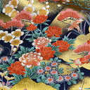 京・金彩友禅 四季草花(紺) 10cm単位 切り売り 和柄 ...