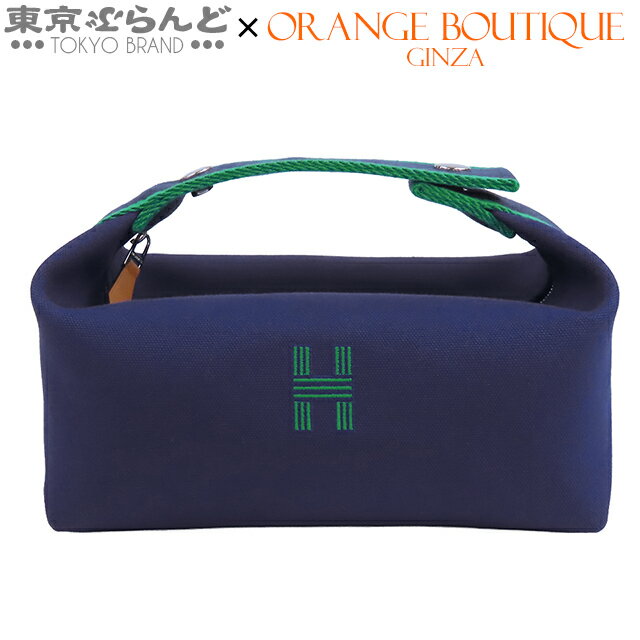 【中古】【返品可】【5%クーポン♪11.28〜12.11 1:59】エルメス HERMES ブリッド ア ブラック PM レディース コットン バス用ポーチ ポーチ マリン ブルー シルバー金具 H104222M 03 [送料無料] 101825317
