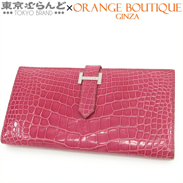 【中古】【返品可】【5%クーポン♪11.28〜12.11 1:59】エルメス HERMES ベアンスフレ レディース アリゲーター ダイヤモンド K18WG 長財布 □J刻印 フューシャピンク シルバー金具 [送料無料] 25XM 【ポイント10倍●11.28〜12.11 1:59】 101832522