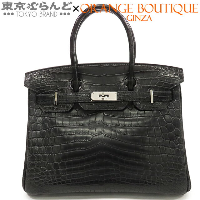 【中古】【返品可】エルメス HERMES バーキン 30 □M刻印 黒 ブラック シルバー金具 ニロティカスマット クロコダイル ハンドバッグ レディース[送料無料] 101812044