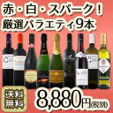 【送料無料】当店No.1スパークも!特大感謝の大満足ワイン赤白泡9本セット!