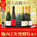 【送料無料】豪華≪泡好きは絶対に見逃せない!!≫格上高級スパークリング!シャンパンもフランチャコルタもクレマンも入った必見の瓶内2次6本!