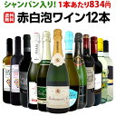 【送料無料】39%OFF!!シャンパン入り!1本あたり834円(税別)!お得感たっぷり泡多めのプチ贅沢スペシャルホームパーティー赤白泡ワイン12本!