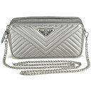 【値引きクーポン&ポイント5倍】 新入荷 プラダ PRADA チェーンショルダーバッグ 1DH010 キルティング Vステッチ シルバー レザー チェーンウォレット レディース【中古】