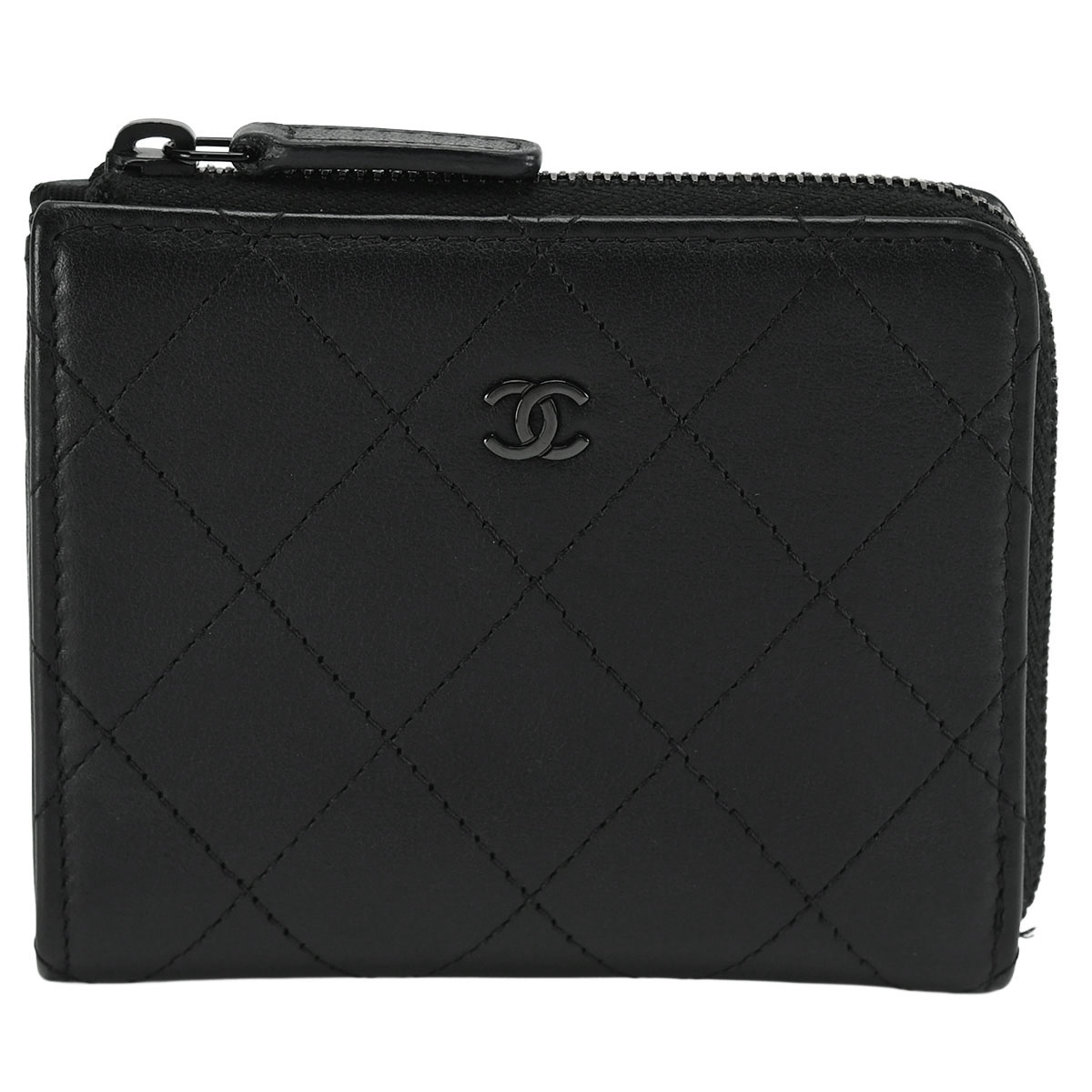 【クーポン利用でお得！ポイントUP！】 シャネル CHANEL マトラッセ ココマーク L字 コンパクト ウォレット 財布 レディース レザー コインケース カードケース ブラック AP3997 【中古】