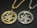 LA(ロサンゼルス)ラウンドネックレス 【メール便可】LA文字が回転 Los ロス HipHop B系 ストリート レゲエ