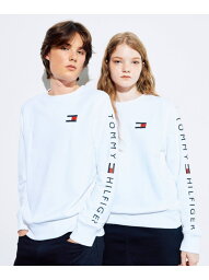 【SALE／20%OFF】(U)TOMMY HILFIGER(<strong>トミーヒルフィガー</strong>) 【オンライン限定】フレンチテリー ロゴロングスリーブスウェット TOMMY HILFIGER <strong>トミーヒルフィガー</strong> トップス スウェット・<strong>トレーナー</strong> ホワイト ネイビー グレー【RBA_E】【送料無料】[Rakuten Fashion]