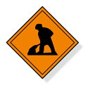 395-231 交通標識 道路用標識(仮設用) 道路工事中 鉄板(普通山) 450mm角
