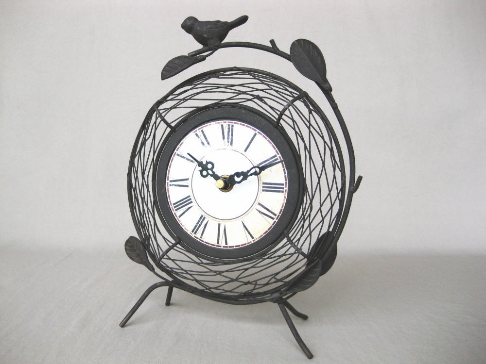 アンティーク調雑貨・小鳥付き置時計（置き時計）【開店セール1101】レトロ