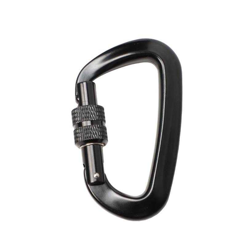 カラビナ ペット用 リードフック アルミニウム D型 登山 キャンプ アウトドア ロック機能付き 軽量 高強度 ブラック(x500)