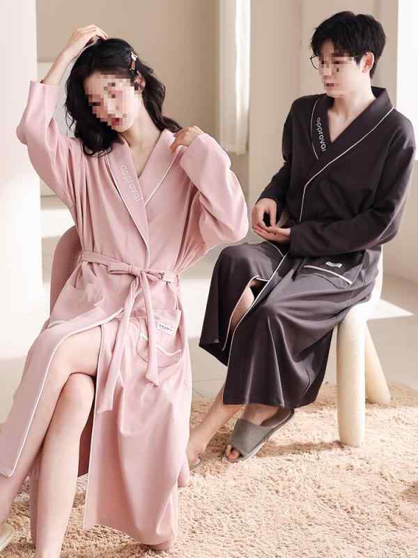 パジャマ レディース メンズ 春秋 長袖 カップル 浴衣風 綿 開襟 寝巻き 寝間着 ルームウェア ピンク系 黒 紫 深青 杏色 白 緑 グレー かわいい 部屋着