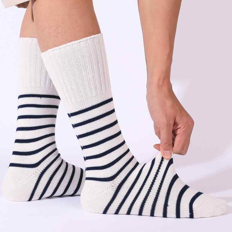 靴下 メンズ ソックス 秋冬 厚手 コットン 縞柄 カジュアル スクール風 普段使い(x600)