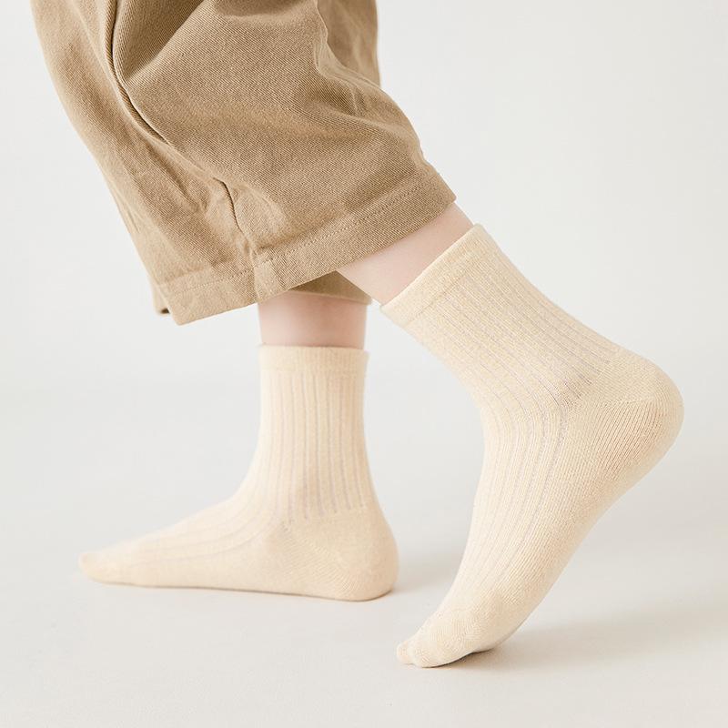 靴下 キッズ 学生用 スポーツ ソックス ピュアコットン 通気性 吸汗性 中筒 5足セット 春秋(x2)