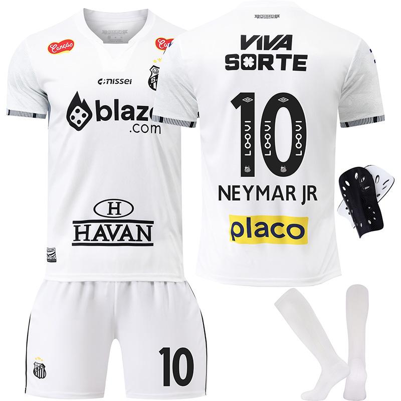 サッカーユニフォーム 子供用 上下セット ネイマール 背番号10 ホーム サントス ポリエステル 吸湿速乾(x2)