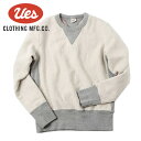 【Ues(ウエス)】プカラプカラスウェット CREW NECK SEAT クルーネックスェット 丸首トレーナー 裏起毛 両V REVERSE WEAVE リバースウィーブ ヘビーオンス ヘビーウェイト 和歌山 吊編み VINTAGE ヴィンテージ オートミールxグレー 70RW-P_OMG
