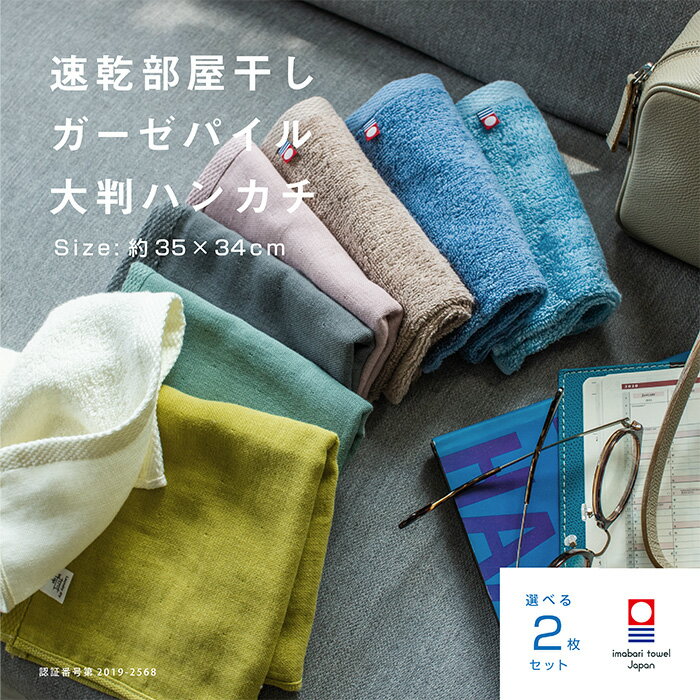 【5/30～7日間限定ギフトシール企画】2枚まとめ買い 今治タオル ハンドタオル 34cm×35cm ハンカチ 大判 ガーゼ 速乾 部屋干し 綿100% 薄手 速乾タオル 吸水 ブランド 女性 男性 大人 赤ちゃん 子供 保育園 幼稚園 ギフト プレゼント すぐ乾く ベビー 軽い 退職祝い