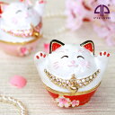 <桜招き猫>ジュエリーボックスのトップメーカー ピィアース 宝石箱 置物 小物入れ アクセサリーケース