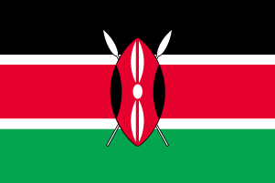 ケニア国旗[ポール付き手旗・サイズ25×37.5cm]あす楽対応