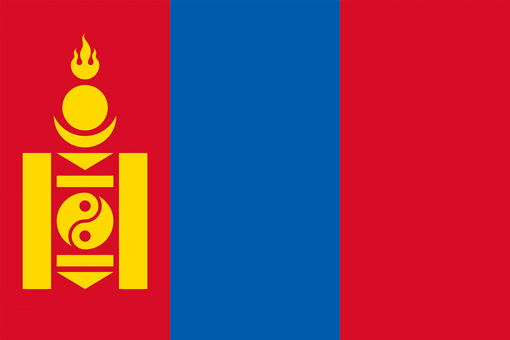 世界の国旗　モンゴル国旗・手旗サイズ[50×75cm・高級テトロン製]あす楽対応