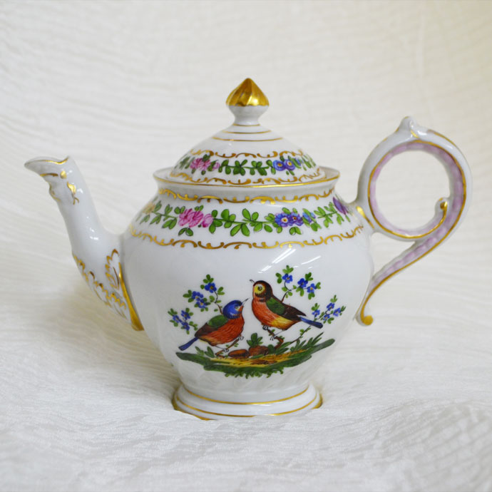 ヴィンテージ 食器 陶磁器 キッチン雑貨 テーブルウェア ティーセット 茶器 Dresden 送料無料 アンティーク ティーポット ドレスデン ハンドペイント ドイツ 1883-1893年頃