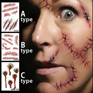 ハロウィン メイク コスチューム 傷シール おばけ キズシールボディー シール 傷 怪我 …...:touhuzi:10209251