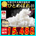 28年産 宮城県産 ひとめぼれ 40kg(20kg袋×2)!玄米,5分,7分,精白米(精米時重量約1割減)内閣府後援地方創生賞受賞店!【米】
