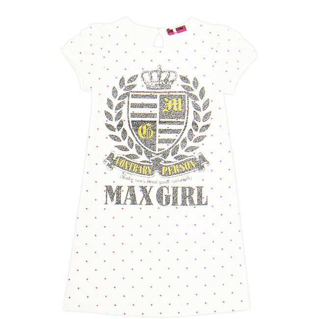 【セール40%OFF！】★MAX GIRL★マックスガールクシュっとギャザー袖がキュート♪ピンクのドット柄カットワンピ