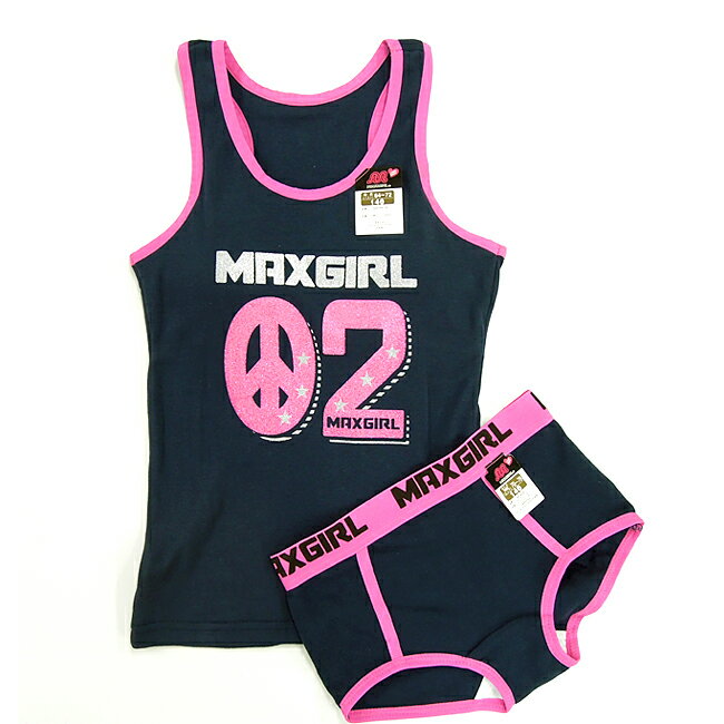 【数量限定入荷！】【2012SS新作！】★MAX GIRL★マックスガールカップ付きタンク＆ショーツのセット【紺】/下着/アンサンブル/ジュニア/140/150/160/【返品交換不可】