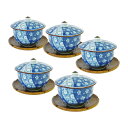 波佐見焼 送料無料 梅小紋 蓋付汲出 梅型 茶托 湯飲み5個...