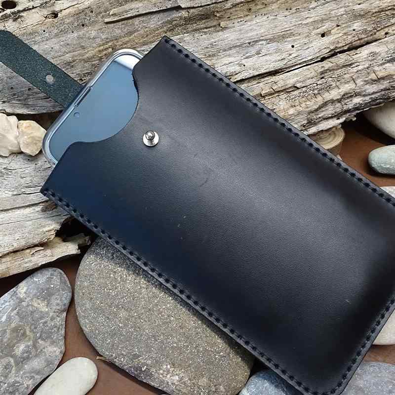 スマホケース PUレザー 携帯電話バッグ ウエストポーチ スマートフォン保護カバー 縦型 ブラック(x300)